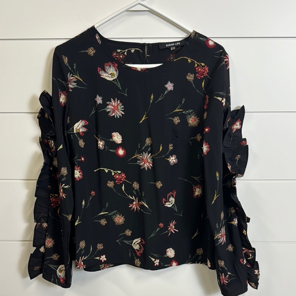 Sugarlips Black Floral Women's Top